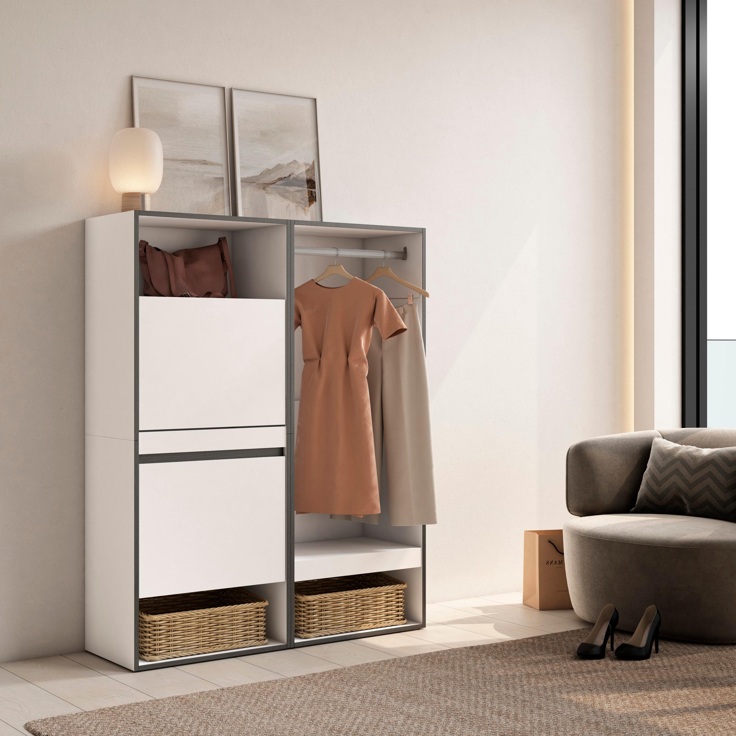 Scarpiera, 120x35x145cm, Camera da letto, Armadio Aperto, Bianco RF3511