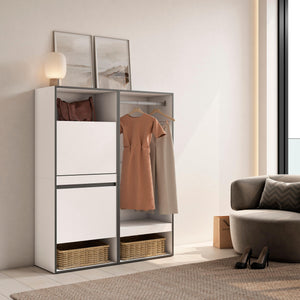 Scarpiera, 120x35x145cm, Camera da letto, Armadio Aperto, Bianco RF3511