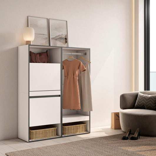 Scarpiera, 120x35x145cm, Camera da letto, Armadio Aperto, Bianco RF3511