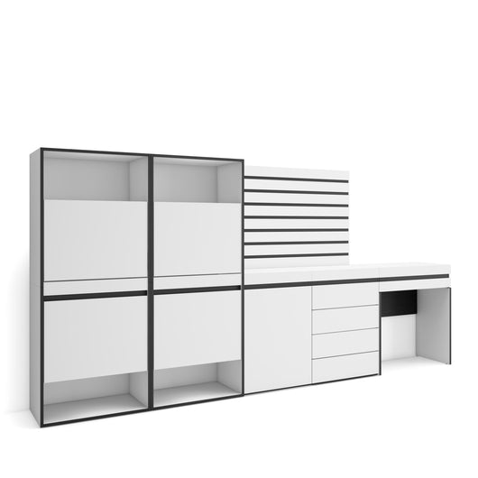 Scarpiera, 297x35x145cm, Camera da letto, Cassettiera, Pannelli Decorativi, Tavolo da toeletta, Bianco RF3515