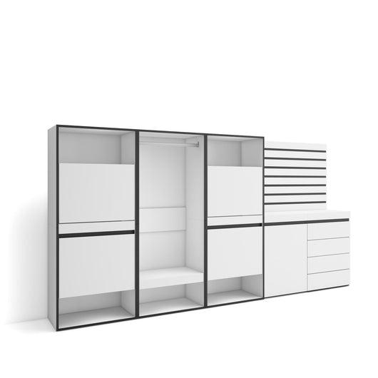 Scarpiera, 287x35x145cm, Camera da letto, Armadio Aperto, Cassettiera, Pannelli Decorativi, Bianco RF3507