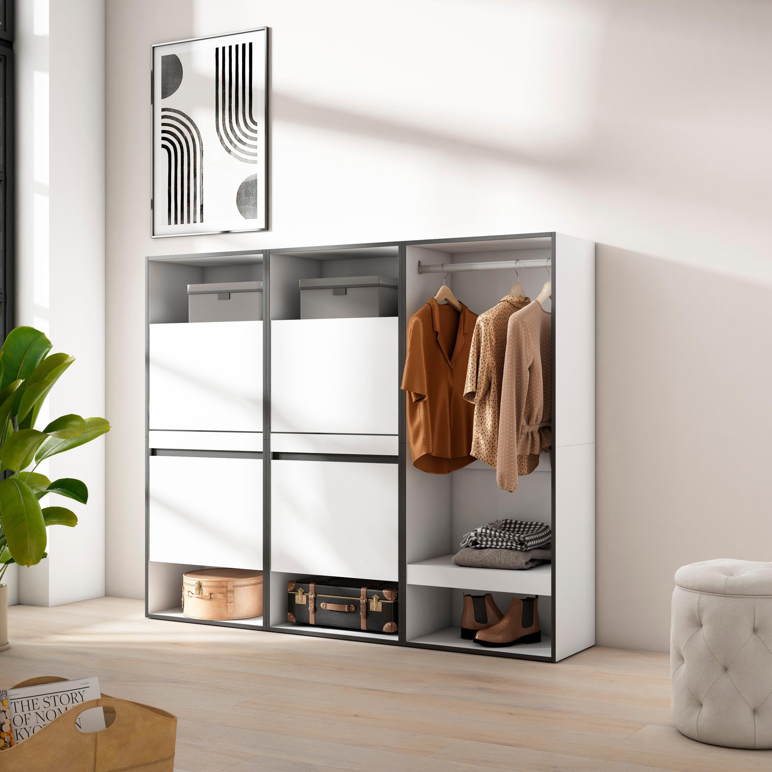 Scarpiera, 180x35x145cm, Camera da letto, Armadio Aperto, Bianco RF3505