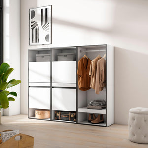 Scarpiera, 180x35x145cm, Camera da letto, Armadio Aperto, Bianco RF3505