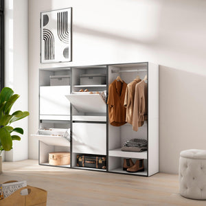 Scarpiera, 180x35x145cm, Camera da letto, Armadio Aperto, Bianco RF3505