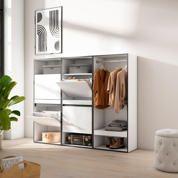 Scarpiera, 180x35x145cm, Camera da letto, Armadio Aperto, Bianco RF3505