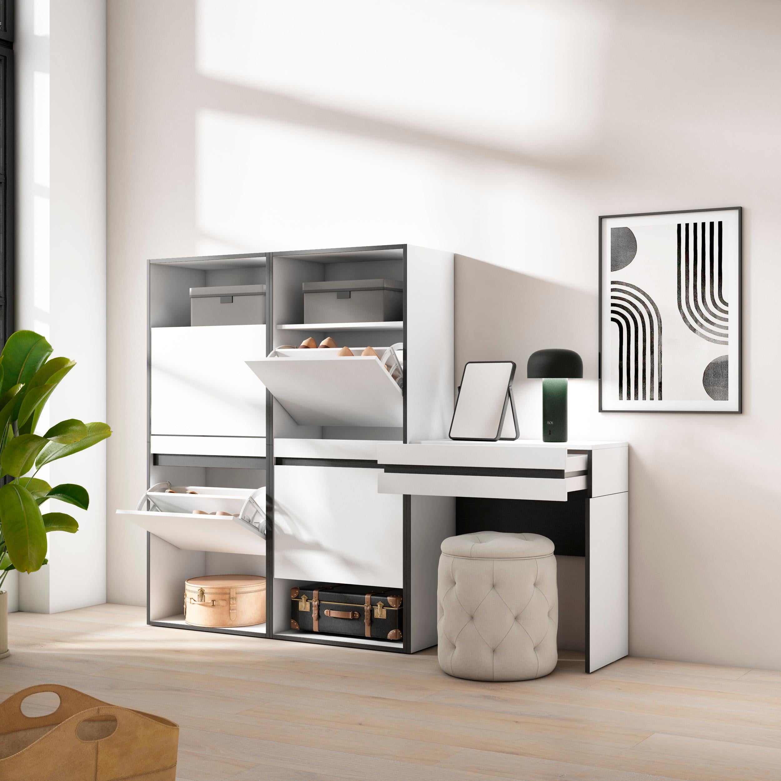 Scarpiera, 190x35x145cm, Camera da letto, Tavolo da toeletta, Bianco RF3503