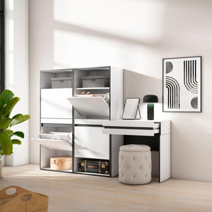 Scarpiera, 190x35x145cm, Camera da letto, Tavolo da toeletta, Bianco RF3503