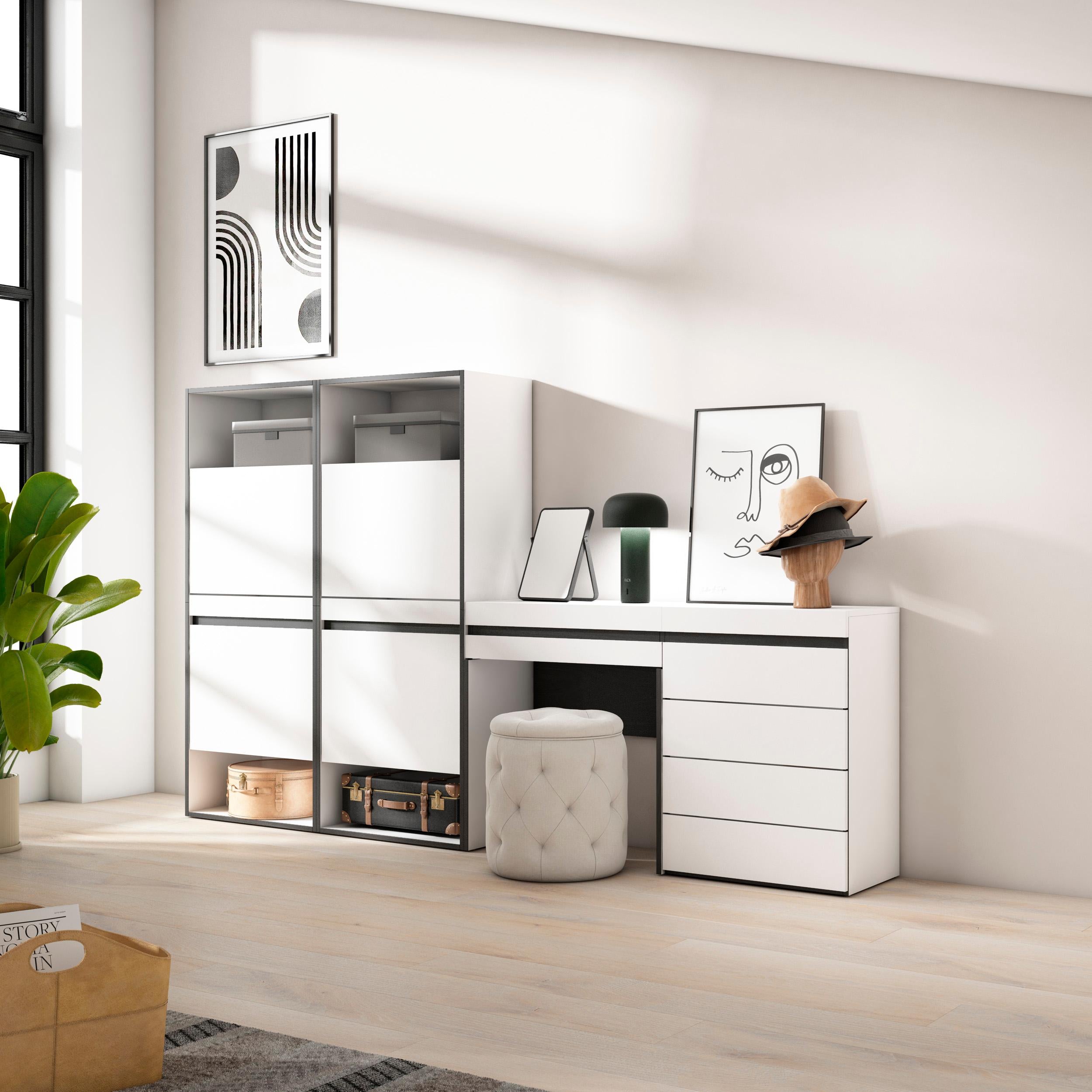 Scarpiera, 247x35x145cm, Camera da letto, Cassettiera, Tavolo da toeletta, Bianco RF3514