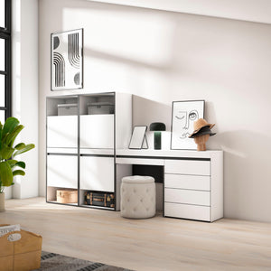 Scarpiera, 247x35x145cm, Camera da letto, Cassettiera, Tavolo da toeletta, Bianco RF3514