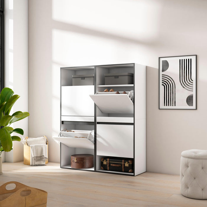 Scarpiera, 120x35x145cm, Camera da letto, Armadio, Bianco RF3513