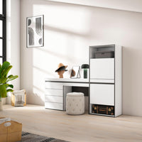 Scarpiera, 187x35x145cm, Camera da letto, Cassettiera, Tavolo da toeletta, Bianco RF3510