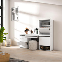 Scarpiera, 187x35x145cm, Camera da letto, Cassettiera, Tavolo da toeletta, Bianco RF3510