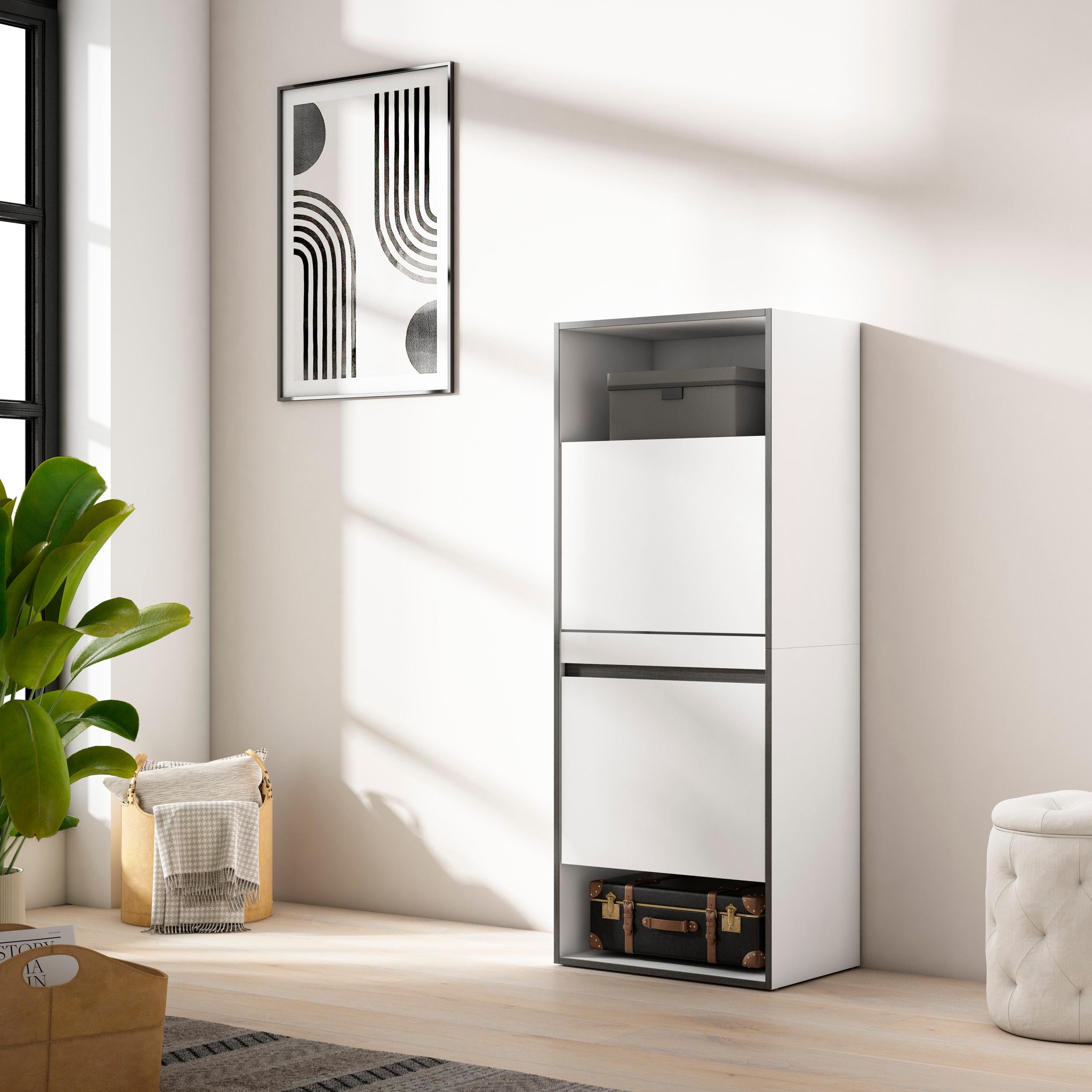 Scarpiera, 60x35x145cm, Camera da letto, Armadio, Bianco RF3509