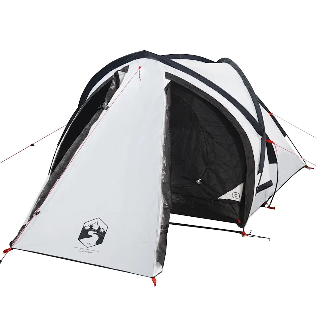 Tenda Campeggio a Cupola 2 Persone Bianca Tessuto Impermeabile 94342