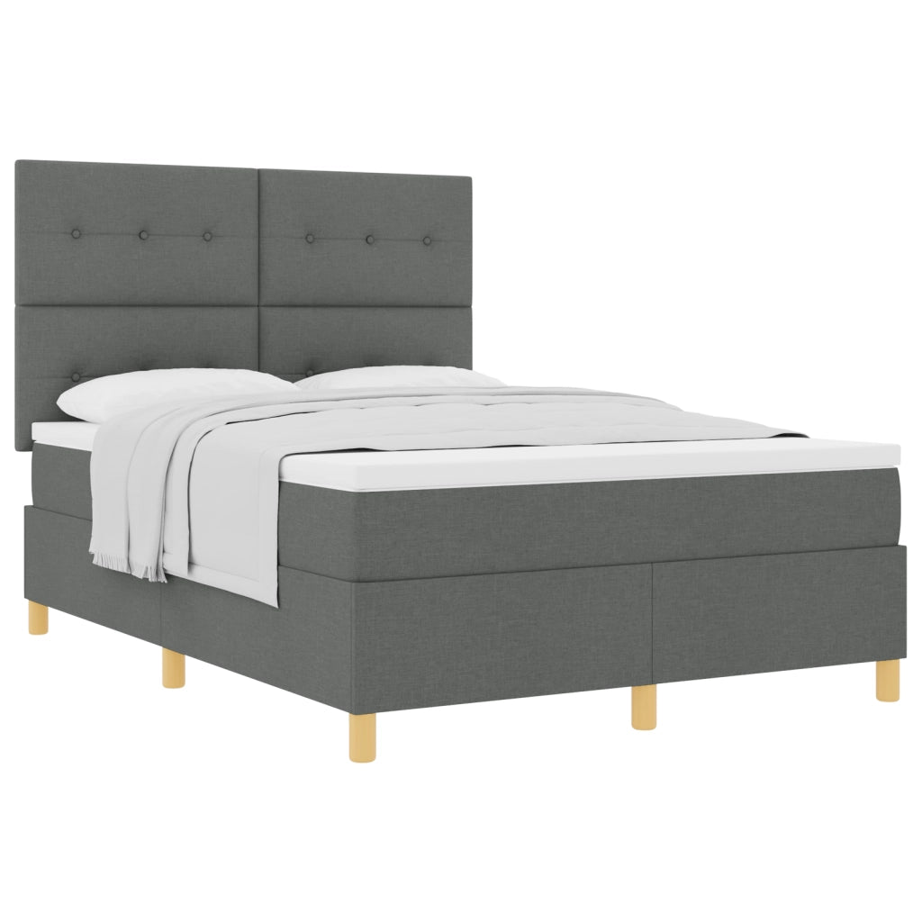 Letto con boxspring e materasso grigio scuro 160x200 cm in tessuto