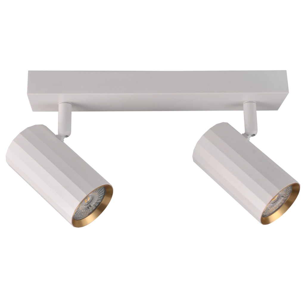 Plafoniera 2 luci orientabili bianco/oro GU10 Nicea Polux