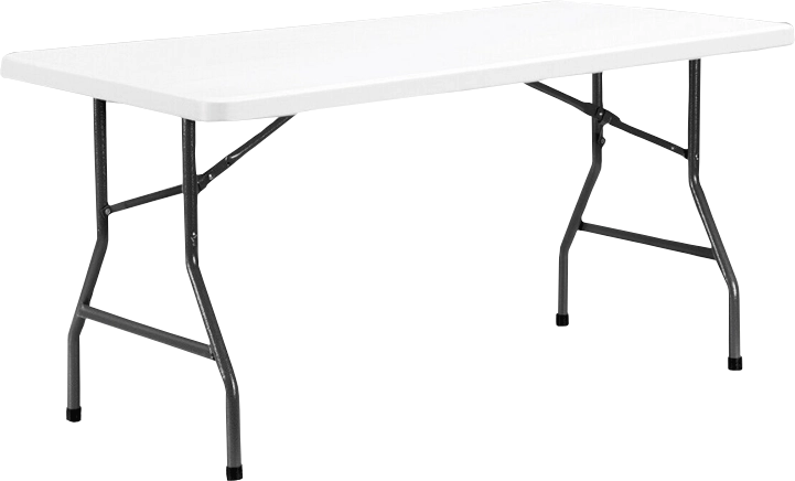 Tavolo catering rettangolare top intero, cm. 198x90x74, bianco