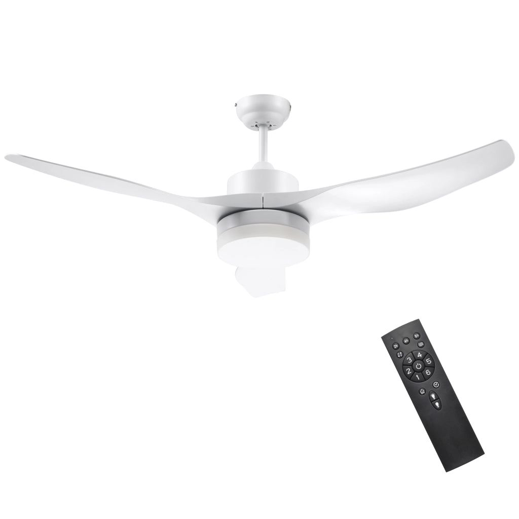 Ventilatore a Soffitto con Luce e Telecomando ¨C zephmum ¨C Bianco 132 cm