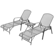 Lettini Prendisole 2 pz con Tavolino in Acciaio Antracite cod mxl 5754