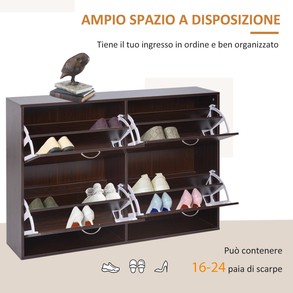 Scarpiera con Cassetti e Mensole ¨C Minimal ¨C Legno Marrone 120x24x81cm
