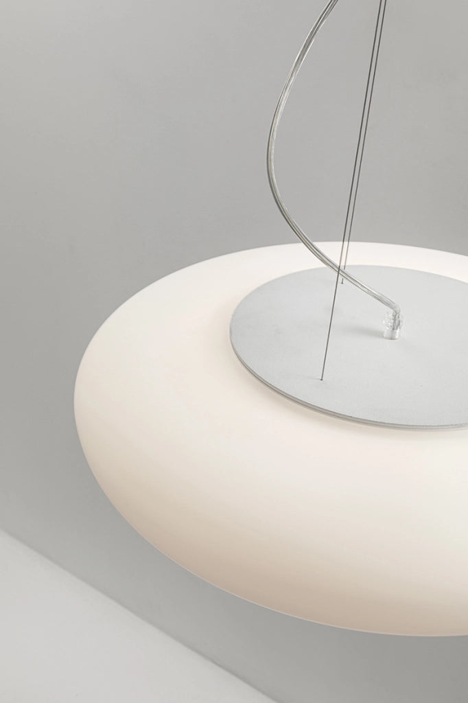 GLENN Sospensione a Soffitto in Vetro Soffiato Bianco Satinato E27 75W IP20 - Rossini Group - Lampada a Sospensione Elegante