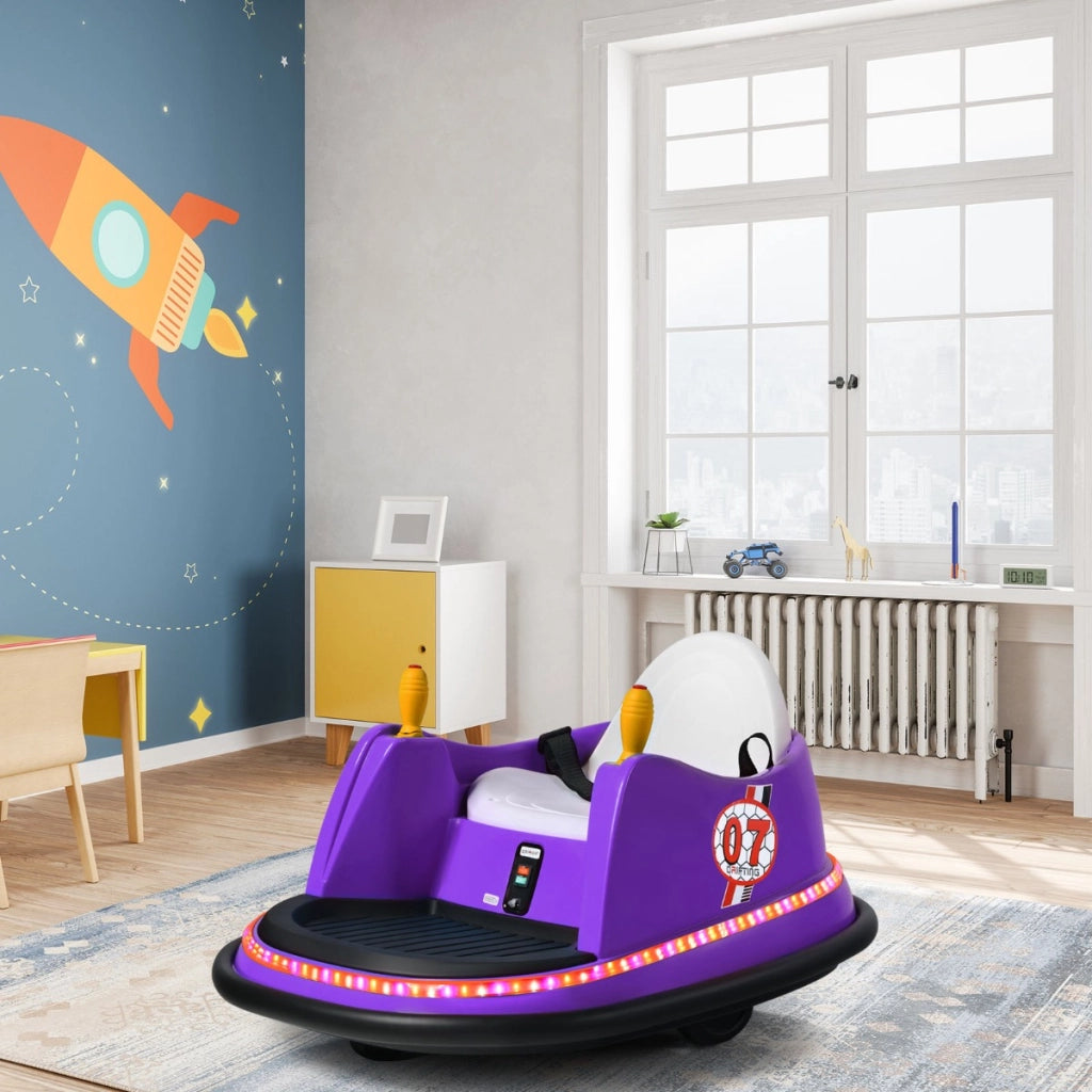 Macchina per autoscontri per bambini con luci colorate, Macchina elettrica autoscontri 6 V con musica Viola-Macchinine giocattoli
