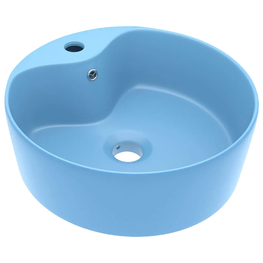 Lavabo di lusso con troppopieno 36 x 13 cm ceramica azzurra opaca 02_0002775