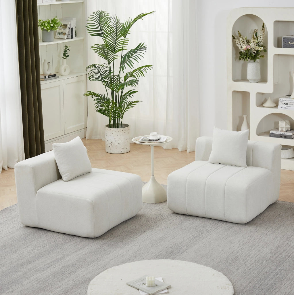 Divano modulare in chenille con 2 cuscini, design minimalista e versatile per soggiorno, ufficio e camera da letto