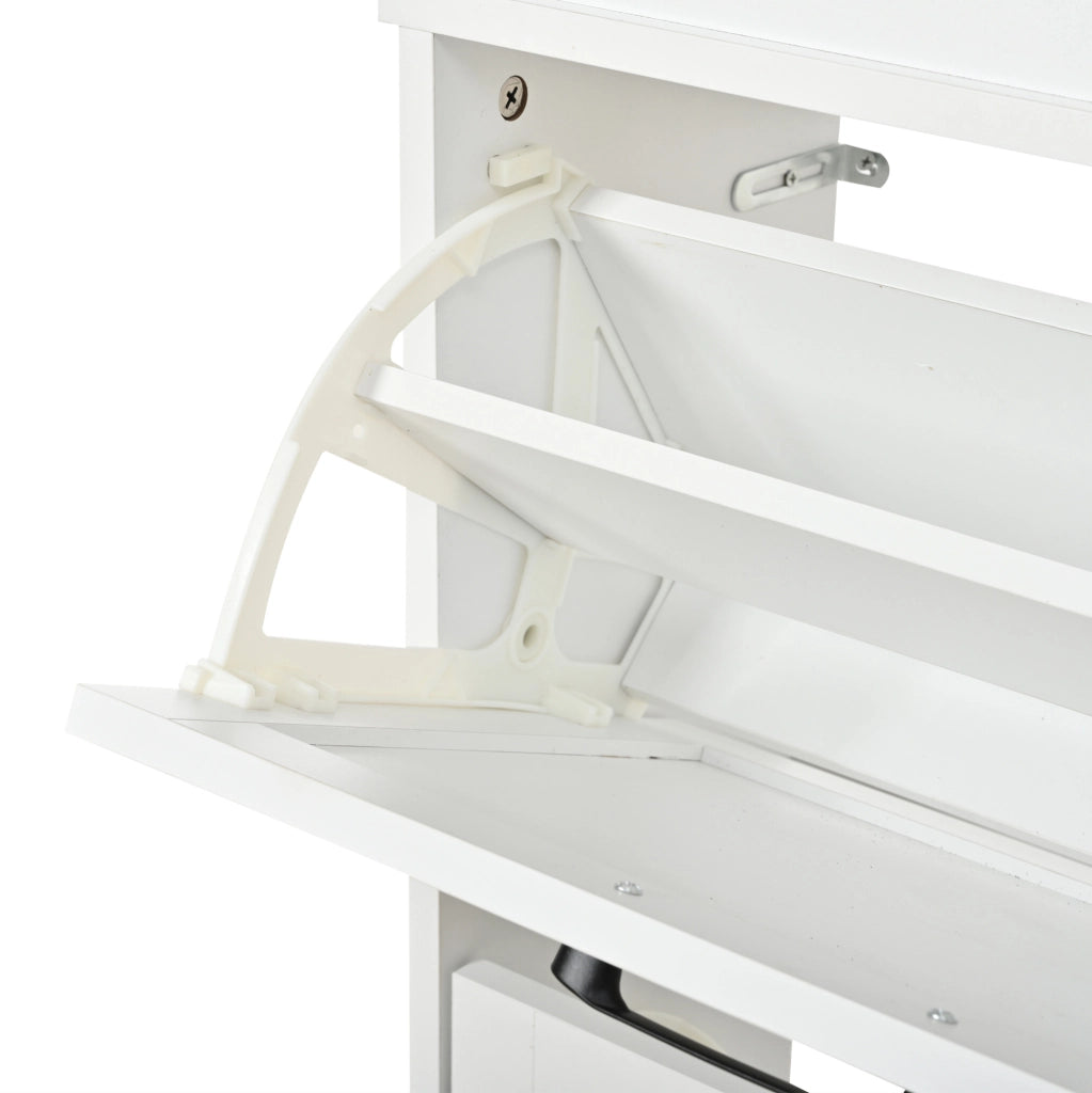 Scarpiera sottile in MDF bianca 105x24x83 cm con 4 ante
