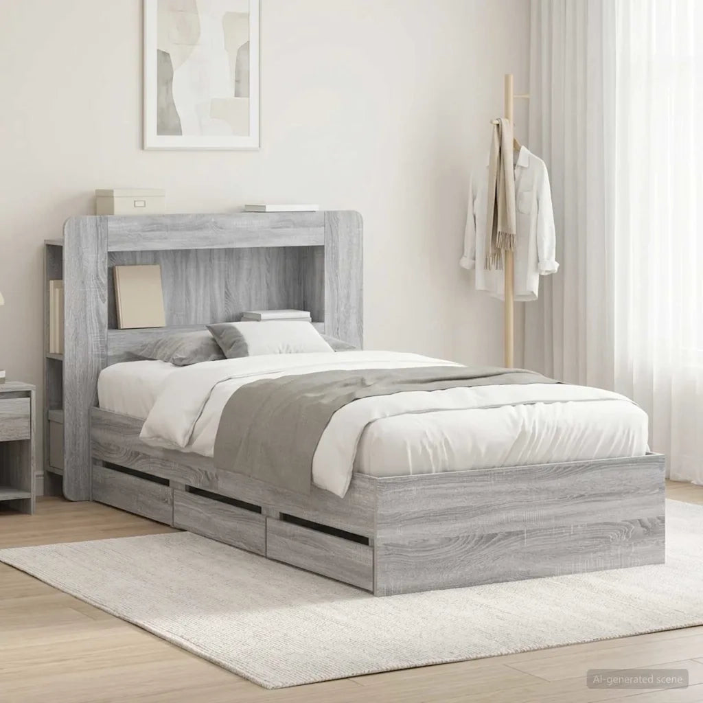 Telaio del letto con storage Sonoma grigio 90 x 190 cm