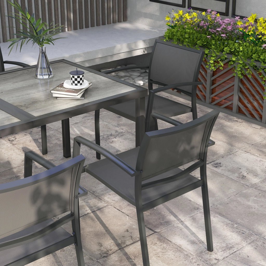 Set Giardino Tavolo e Sedie ¨C zephmum ¨C Grigio Polyrattan 150x87x72 cm