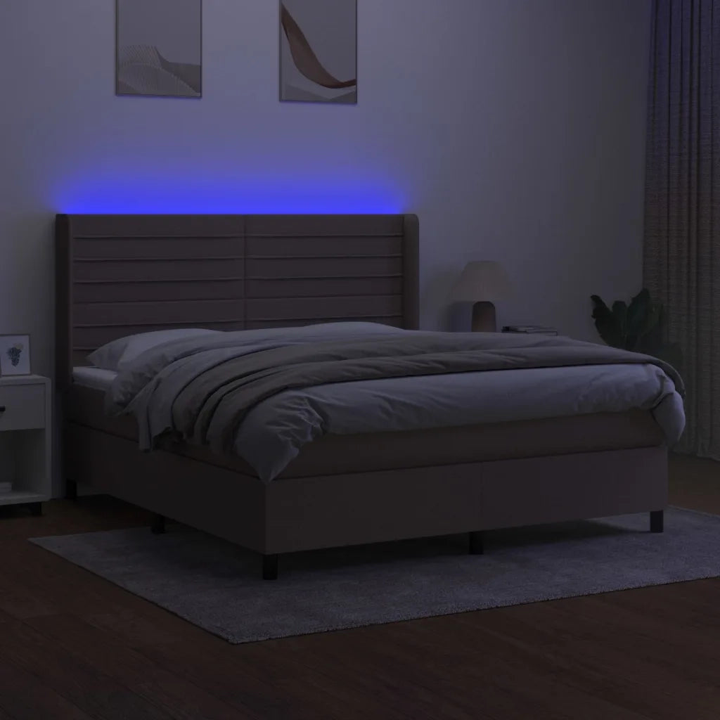 Letto a Molle con Materasso e LED Tortora 160x200 cm in Tessutocod mxl 99323