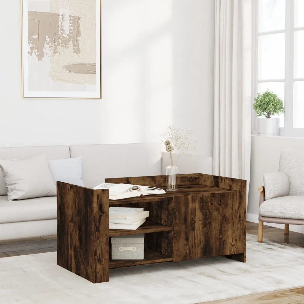 Tavolino Salotto-Tavolino da soggiorno-Tavolo Rovere Fumo 100x50x50 cm in Legno Multistrato 841775