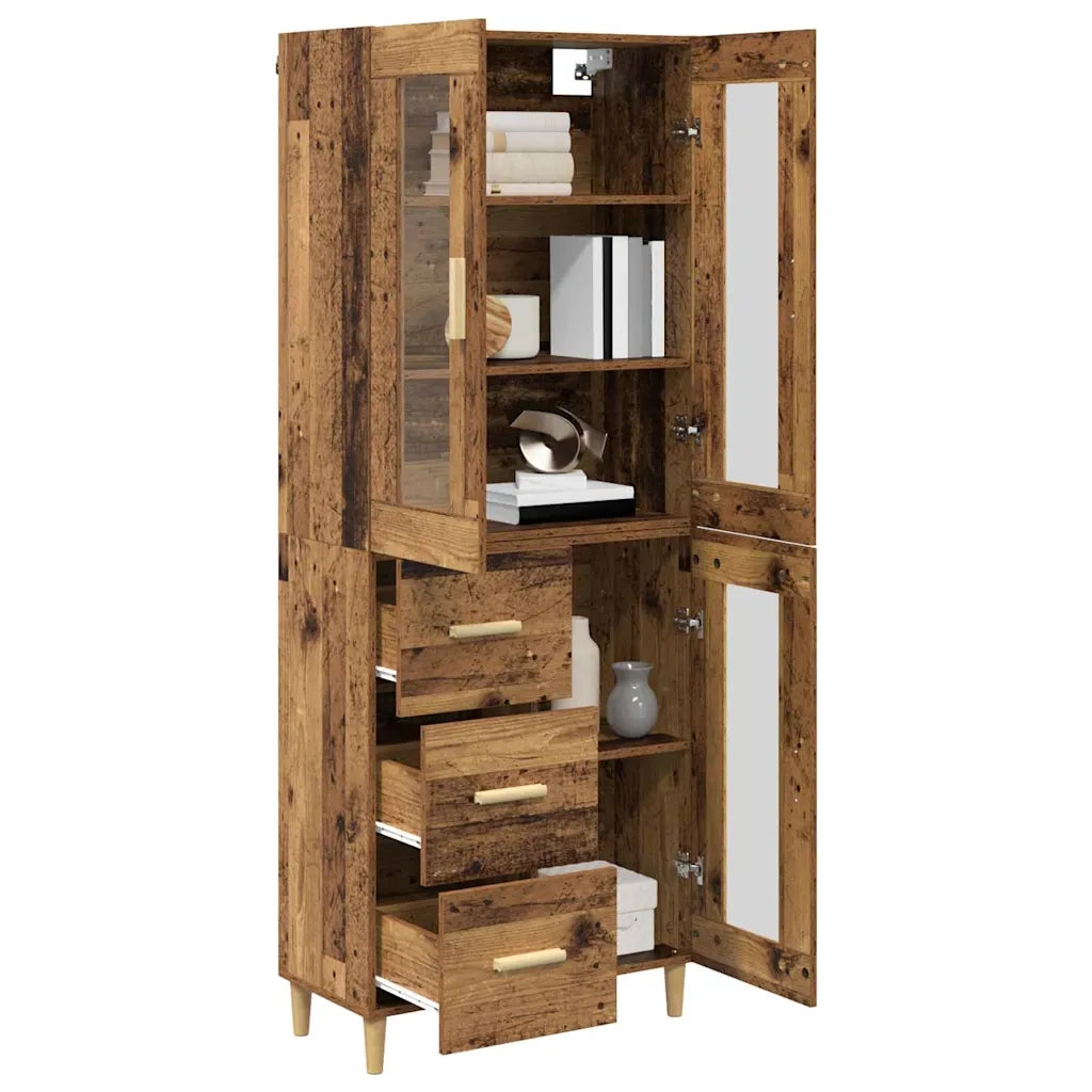 Credenza | Madia | Buffet da pranzo | Armadio da pranzo Legno vecchio 69,5 x 34 x 180 cm Legno multistrato