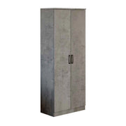 Armadio scarpiera multiuso grigio cemento due ante 6 ripiani h.182x71x38 cm