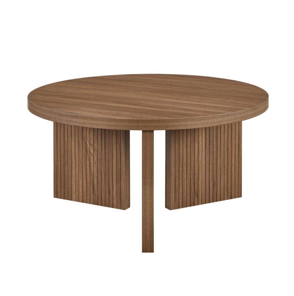 Tavolino da caffè rotondo in MDF color noce marrone