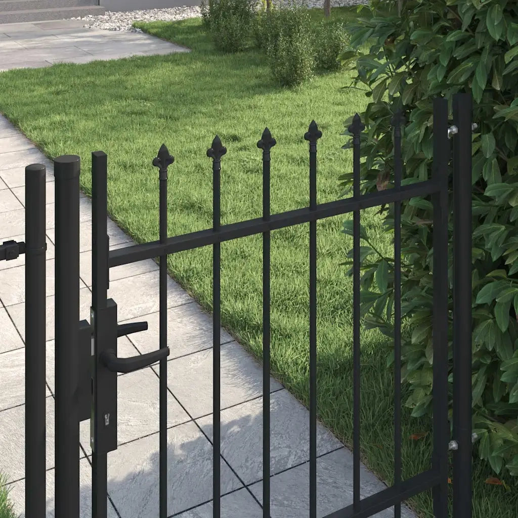 Cancello per recinzione Boxtel porta singola con punta in acciaio 1x1 m Nero 146032