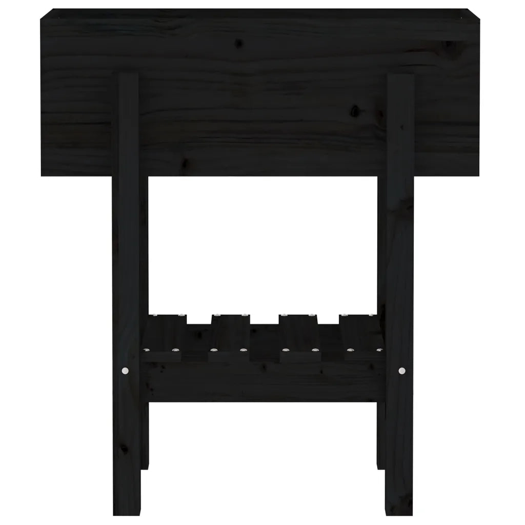 Fioriera | Cassetta per fiori | Vaso da Giardino Nera 62x30x69 cm Legno Massello di Pino