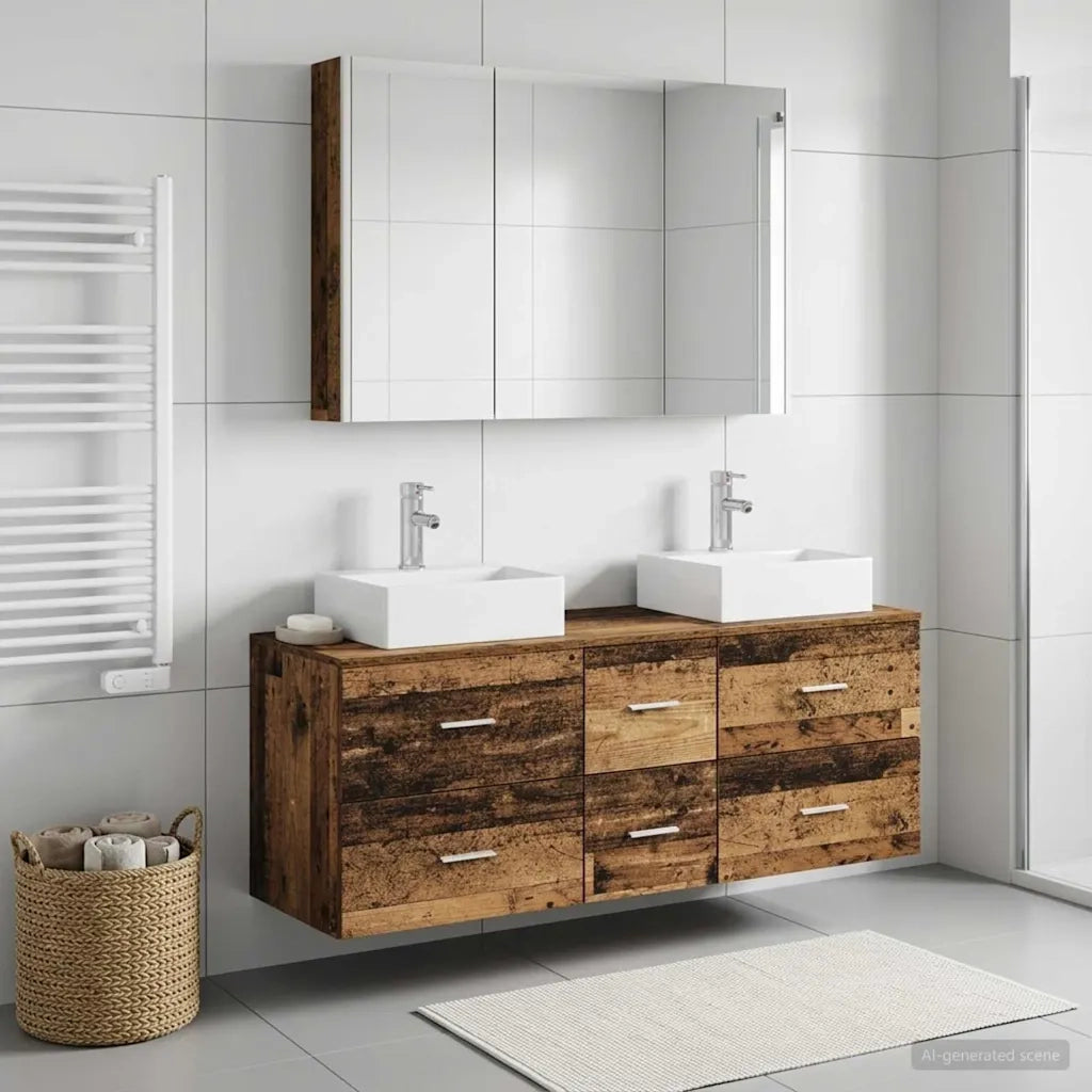 Set di mobili per il bagno 4 pcs Legno antico 3406829