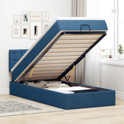 Pouf Letto con Materasso Blu 100x200 cm in Tessuto