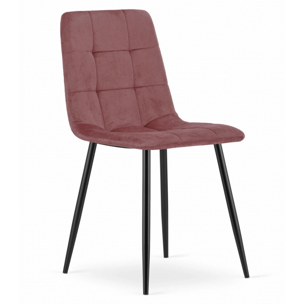 Set di 2 sedie Kara in velluto rosa antico e metallo nero