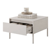 Kasinela, Tavolino da Salotto un Cassetto, 68x48x68h cm Beige