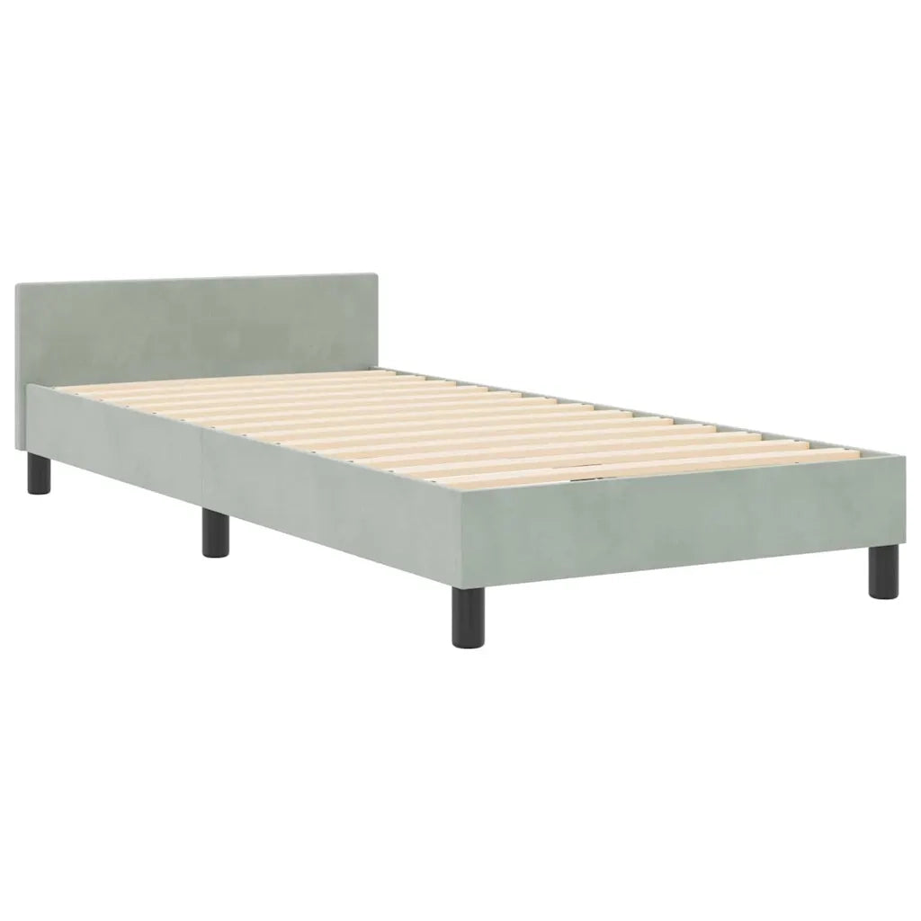Letto a molle con testiera Grigio chiaro 90 x 200 cm Velluto 3344849