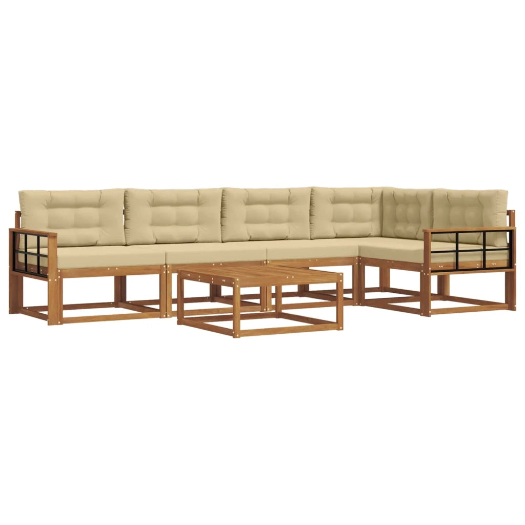 Set di divani da esterno con cuscino 6 pcs Naturale e Beige