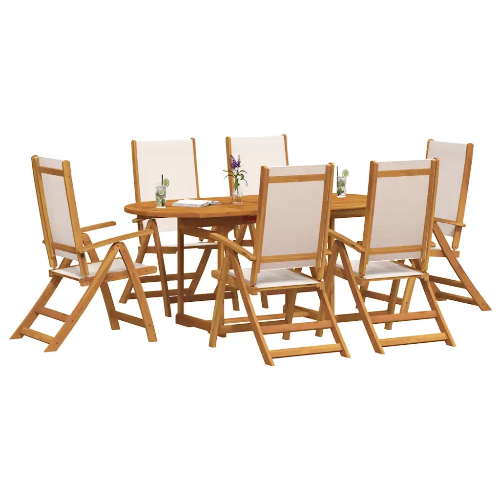 Set Pranzo da Giardino 7pz Legno Massello di Acacia e Textilene 3279281