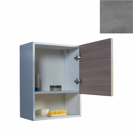 Pensile Bagno Lavanderia con 1 Anta e Vano a Giorno 43x27x58 cm in Nobilitato Grigio Cemento
