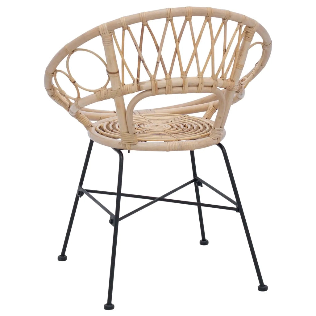Sedia da pranzo 2 pcs Naturale 49 x 51 x 81 cm Rattan e Ferro