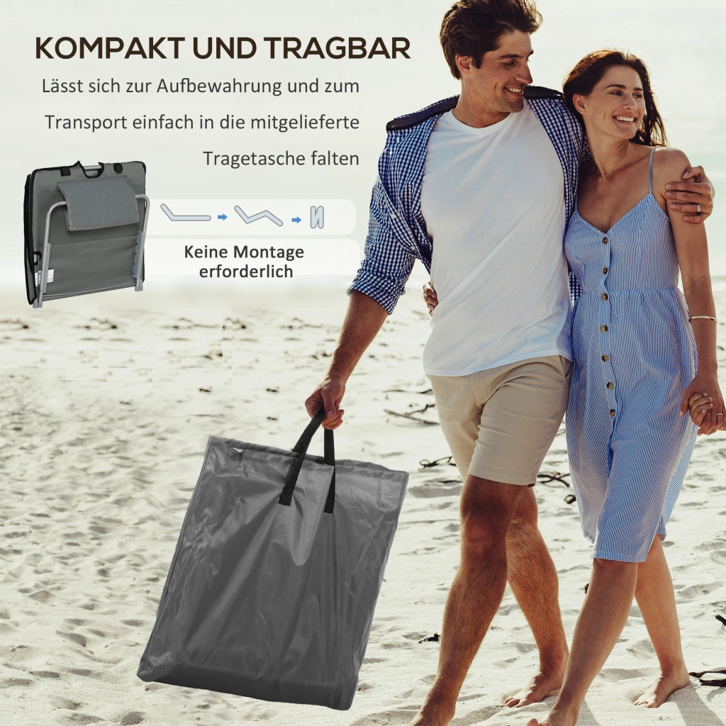 Set 2 Pezzi Tappetino da Spiaggia Regolabile Pieghevole ¨C zephmum ¨C Grigio 124x53x37-50 cm