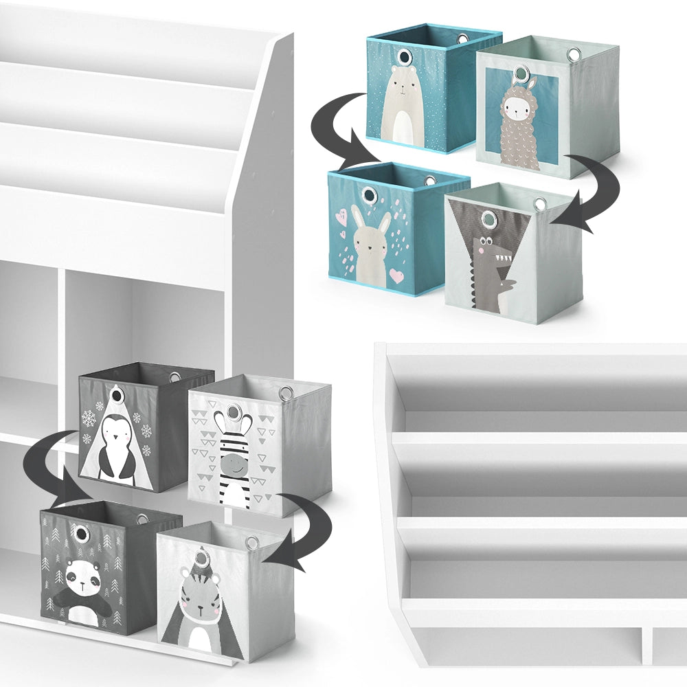 Vicco Libreria bambini Bianco 31.2 x 114.2 cm con 4 scatole pieghevoli
