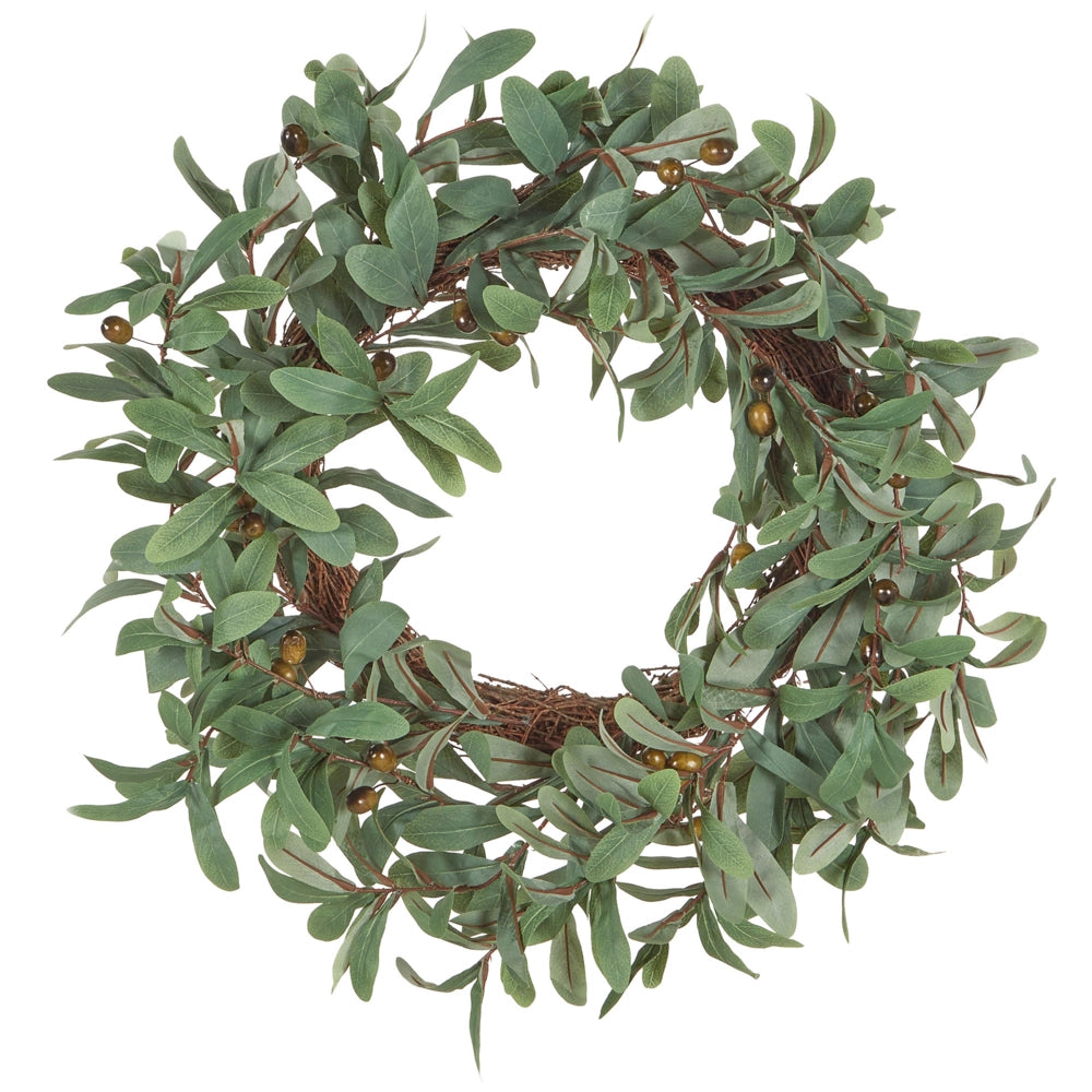 Ghirlanda per porta Verde Fiore artificiale decorativo fatto a mano rotondo 65 cm Decorazione da tavolo per parete Stile rustico tradizionale